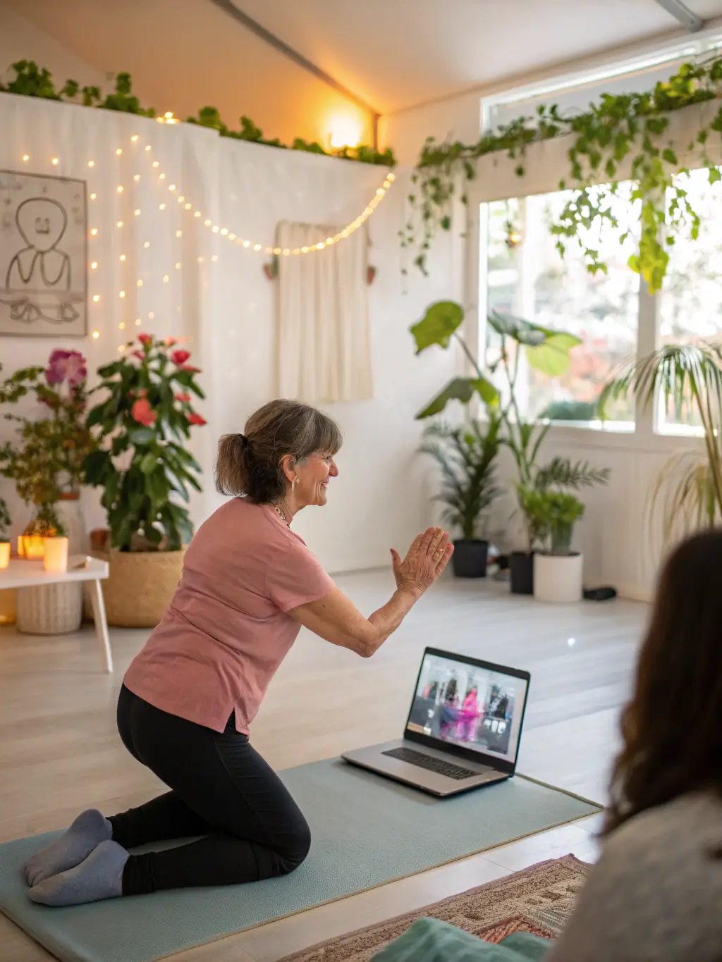 A focused image of a Qi Gong instructor guiding students through breathing exercises in a well-lit studio, emphasizing the importance of breath control and energy flow in Qi Gong practice at TAI CHI CHUAN EN ROUERGUE.